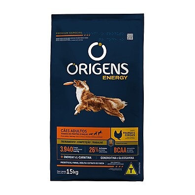 Ração Origens Energy Frango 15kg: Energia e Sabor!