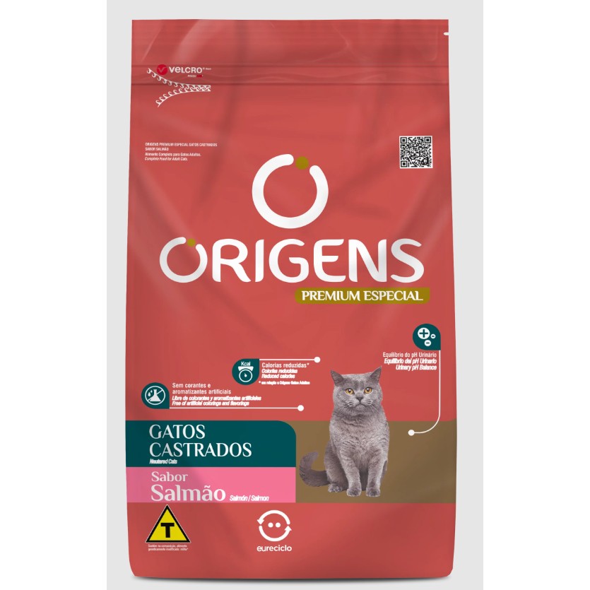 Ração Origens Gatos Castrados Salmão 3kg: Saúde e Sabor!