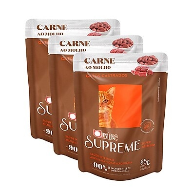 Ração Úmida Gatos Castrados: Quatree Supreme Carne 85g