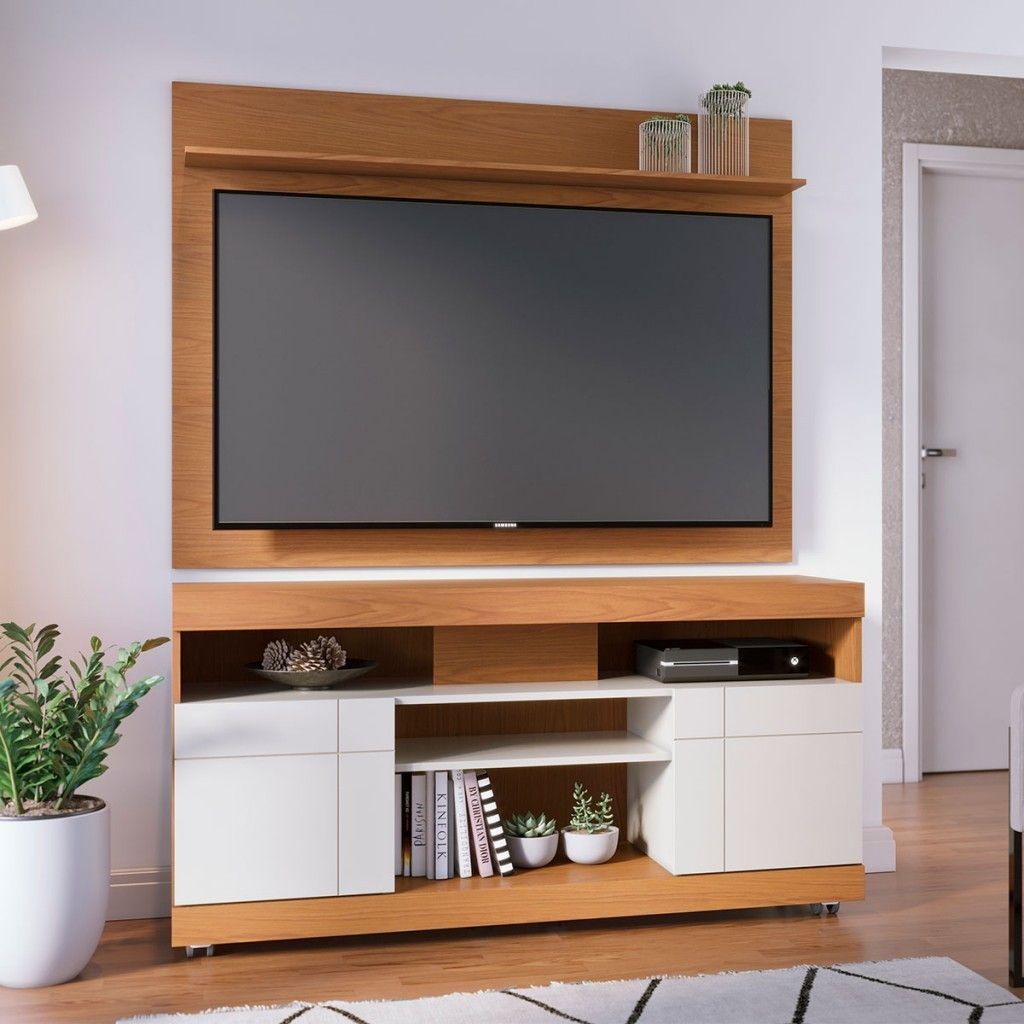 Rack com Painel TV 55" Freijo/Off White - Colibri