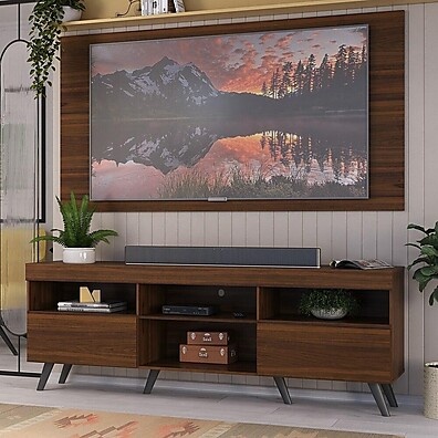 Rack com Painel TV 65” Retrô: Duna/Preto Multimóveis