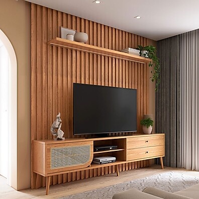 Rack com Painel TV 75" Freijó: Design e LED!
