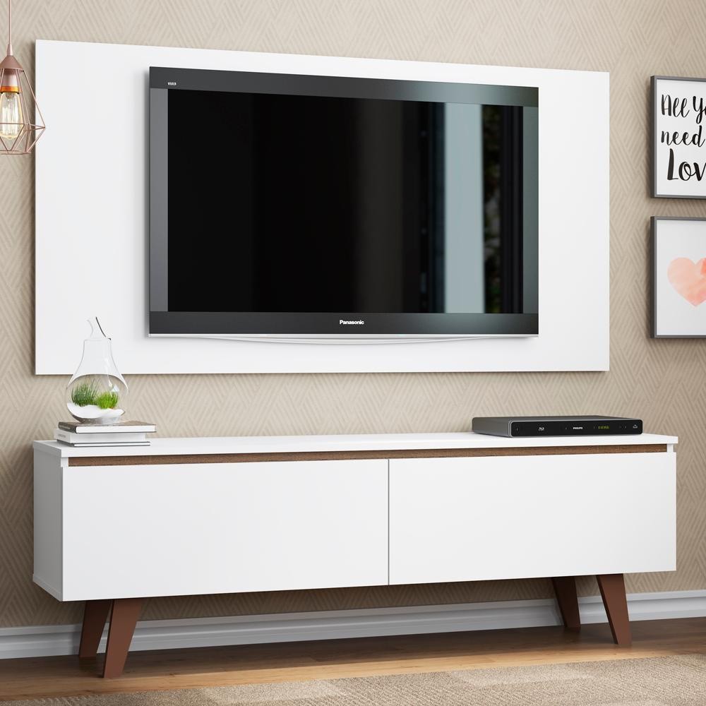 Rack e Painel TV 55" Le Mans Madesa: Branco/Rustic