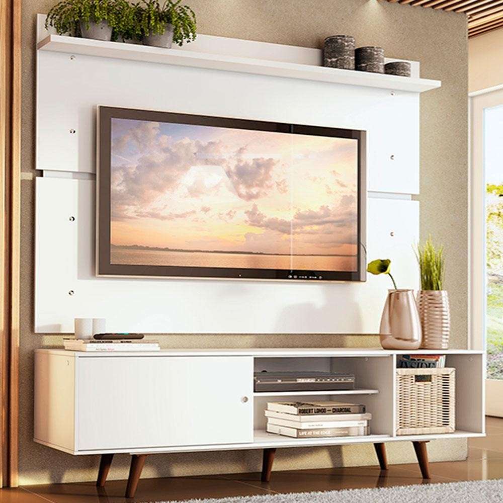 Rack e Painel TV 65” Dubai Madesa – Branco/Rustic