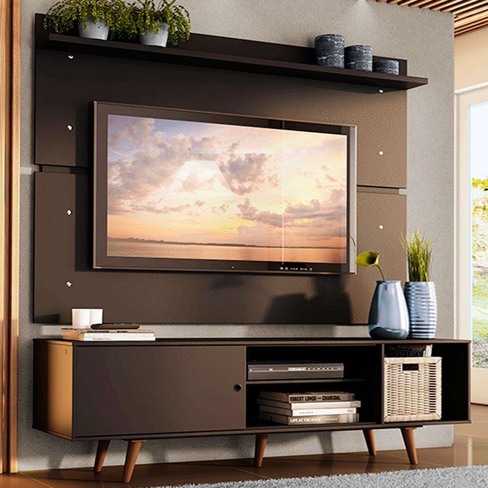 Rack e Painel TV 65” Dubai Madesa – Preto/Rustic