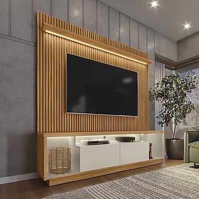 Rack e Painel TV 75" Cronos: Design e LED!