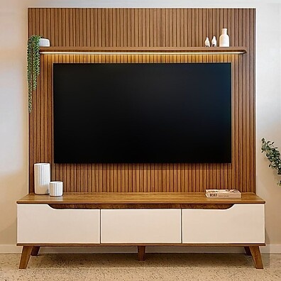 Rack e Painel TV 75" Liverpool: Design 3D e LED