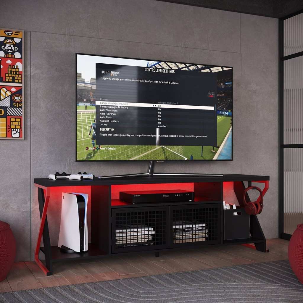 Rack Gamer RGB: TV 60", Estilo Industrial