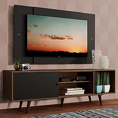 Rack Madesa Dubai com Painel para TV 58” – Rustic/Preto