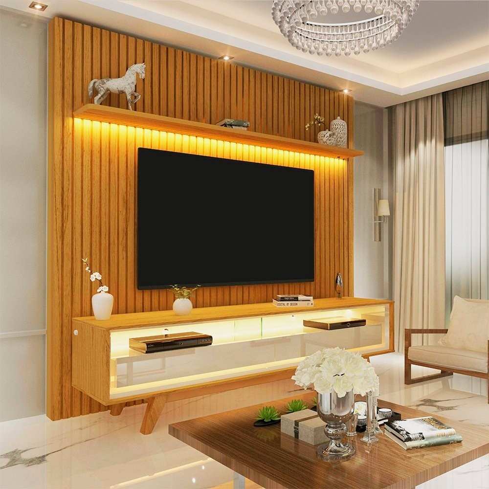 Rack Painel TV 75" Ripado Led Naturale