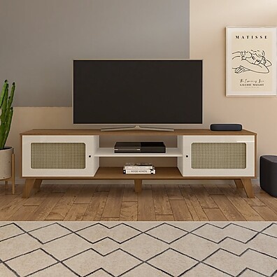 Rack para TV até 75" com 2 Portas – Estilo Retrô e Espaço Inteligente