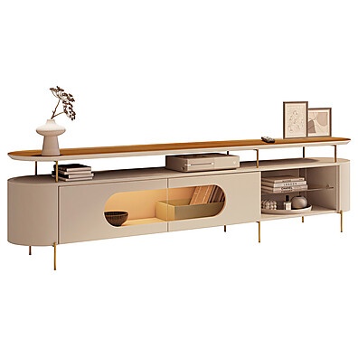Rack Sâmia B01 para TV 85 Pol: Design Orgânico e Industrial