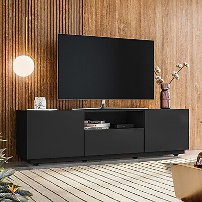 Rack TV 55" com Rodízios: Preto Royal