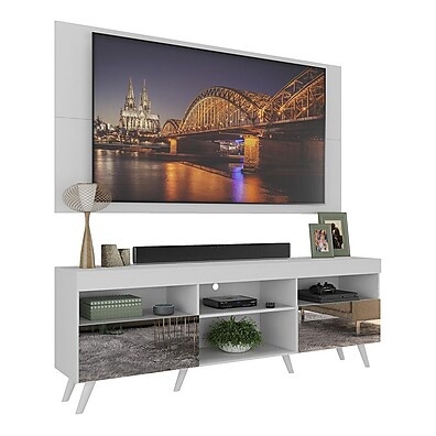Rack TV 65” Branco + Painel: Estilo Retrô!