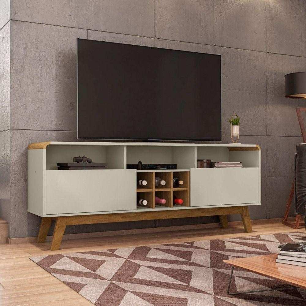 Rack TV 65" Larimar: Elegância Off White e Cinamomo