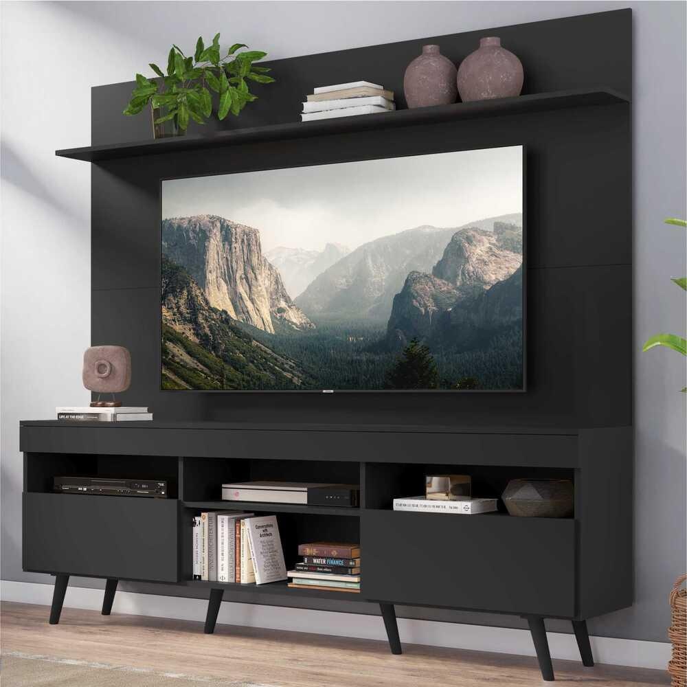 Rack TV 65" Retrô: Painel + Prateleiras