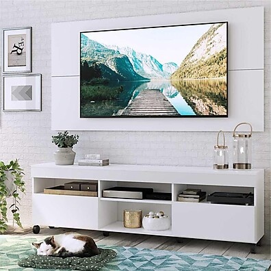 Rack TV até 65" com Rodízios e 2 Portas – Branco
