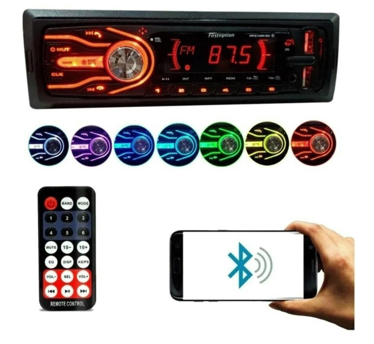 Rádio Automotivo 7 Cores Bluetooth USB SD Aux MP3 - Som e Conectividade no Seu Carro