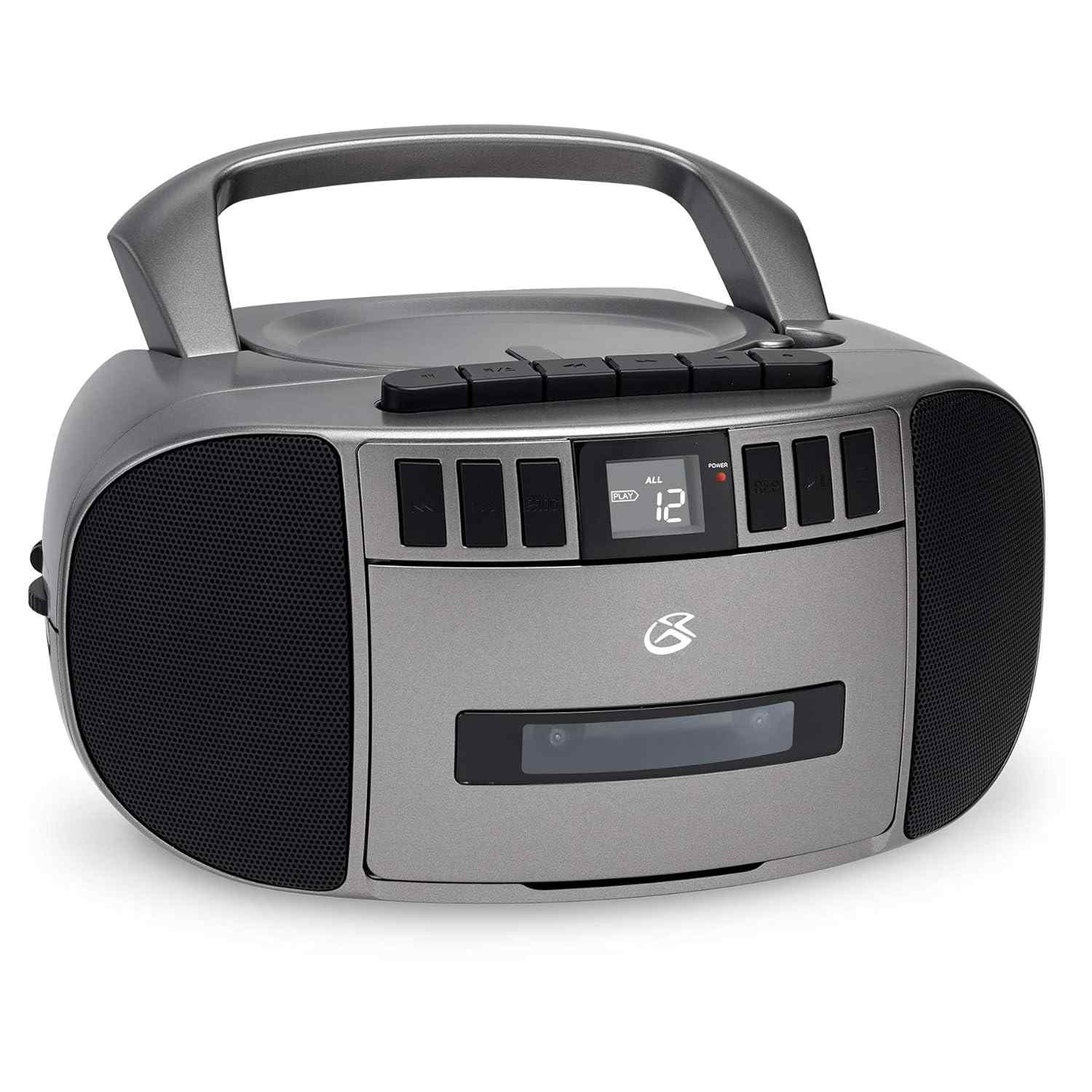 GPX BCA209S Boombox Portátil: Reviva seus Clássicos com Rádio AM/FM, CD e Cassete!