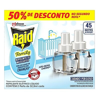 Raid Family 45 Noites: Proteção Contra Mosquitos por até 45 Dias!