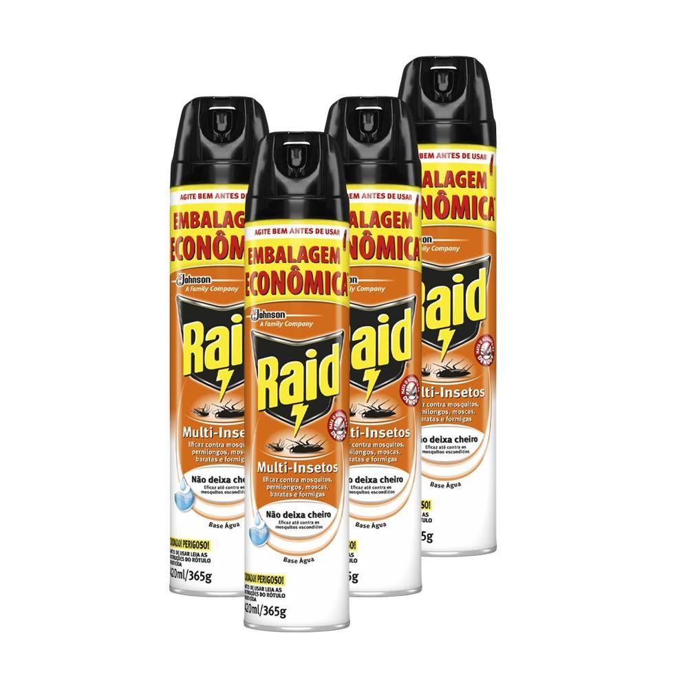 Raid Multi-Insetos: Kit com 4 Sprays 420ml