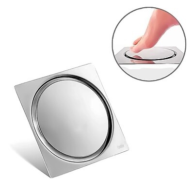 Ralo Inteligente Click 10x10 cm: Moderno e Prático para Banheiro
