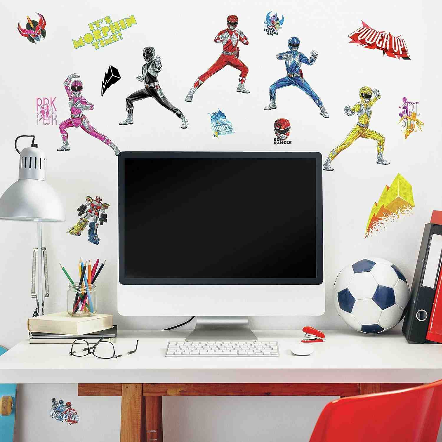 Decalques de Parede Power Rangers RoomMates - Adesivos Removíveis e Reutilizáveis para Quartos e Salas