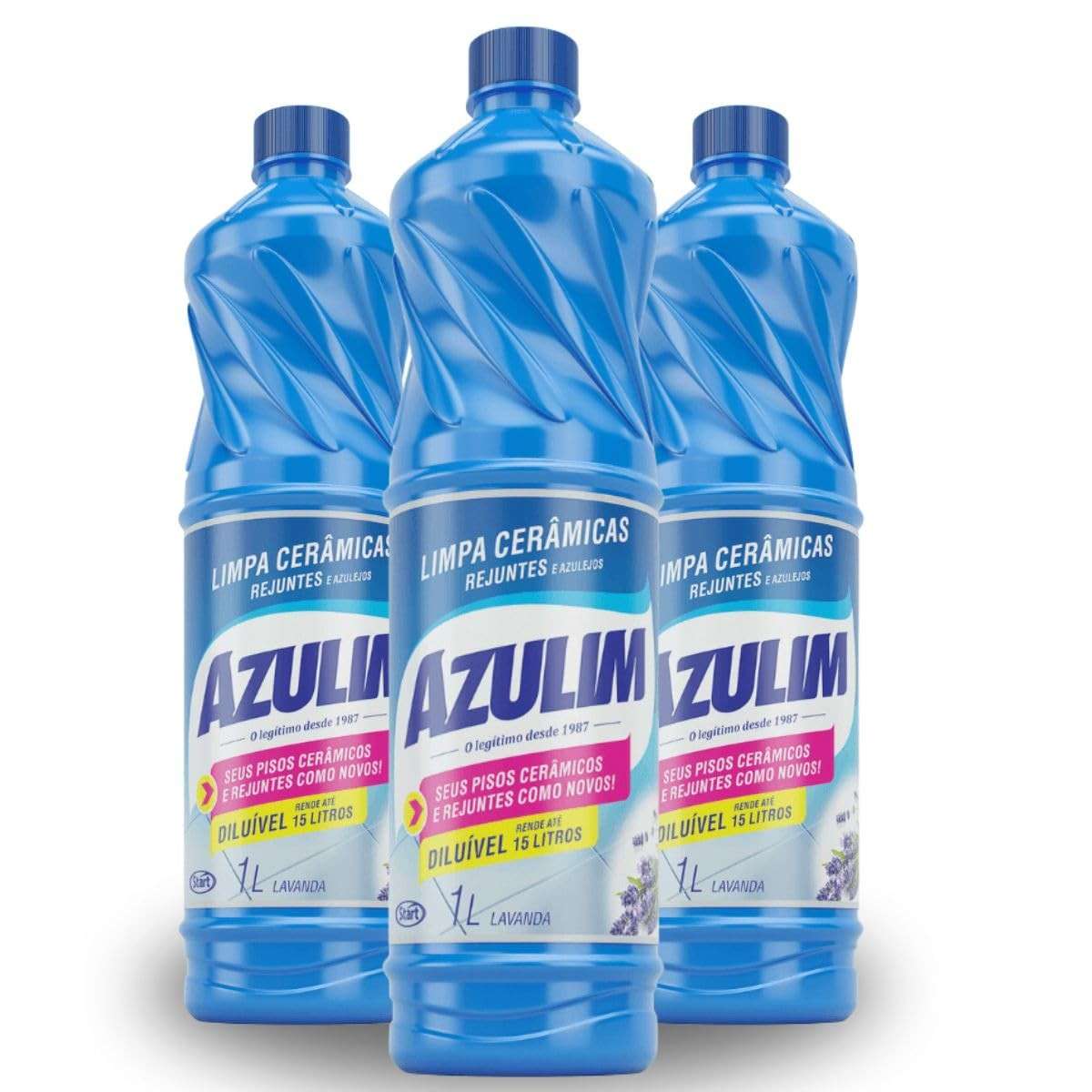 Kit Azulim Limpeza Piso Cerâmica - 3 Unidades com Ação Rápida para Rejuntes e Azulejos