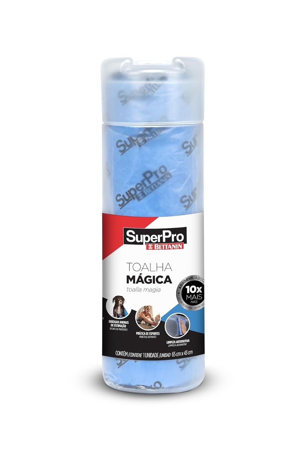 Toalha Esponja Mágica Secagem Rápida PVA 43x65cm Azul Escura - SuperPro Bettanin