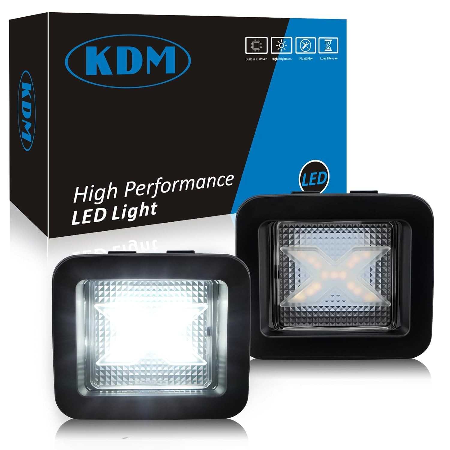 Luz de Placa LED KDM 'X' para Ford F-150 Raptor (2015-2022) - Branca 6000K, 2 Peças [Patente Pendente]