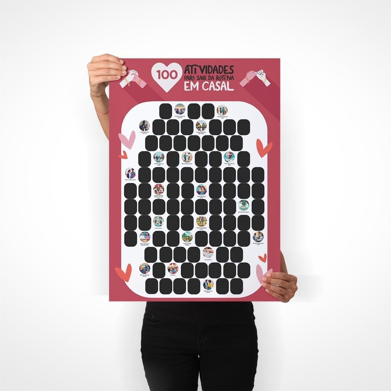 Poster Raspadinha Casal - 100 Atividades para Vida a Dois - Presente Romântico