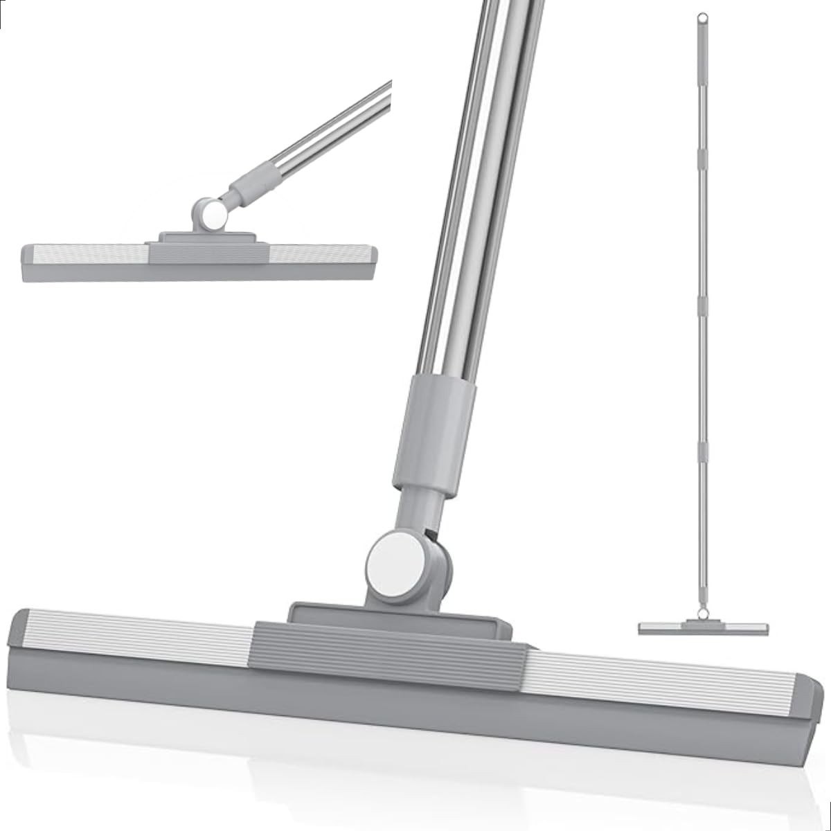 Rodo Vassoura Mágica de Silicone 36cm com Raspador - Cabo 160cm Flytex 2 em 1 para Limpeza de Vidros e Pisos
