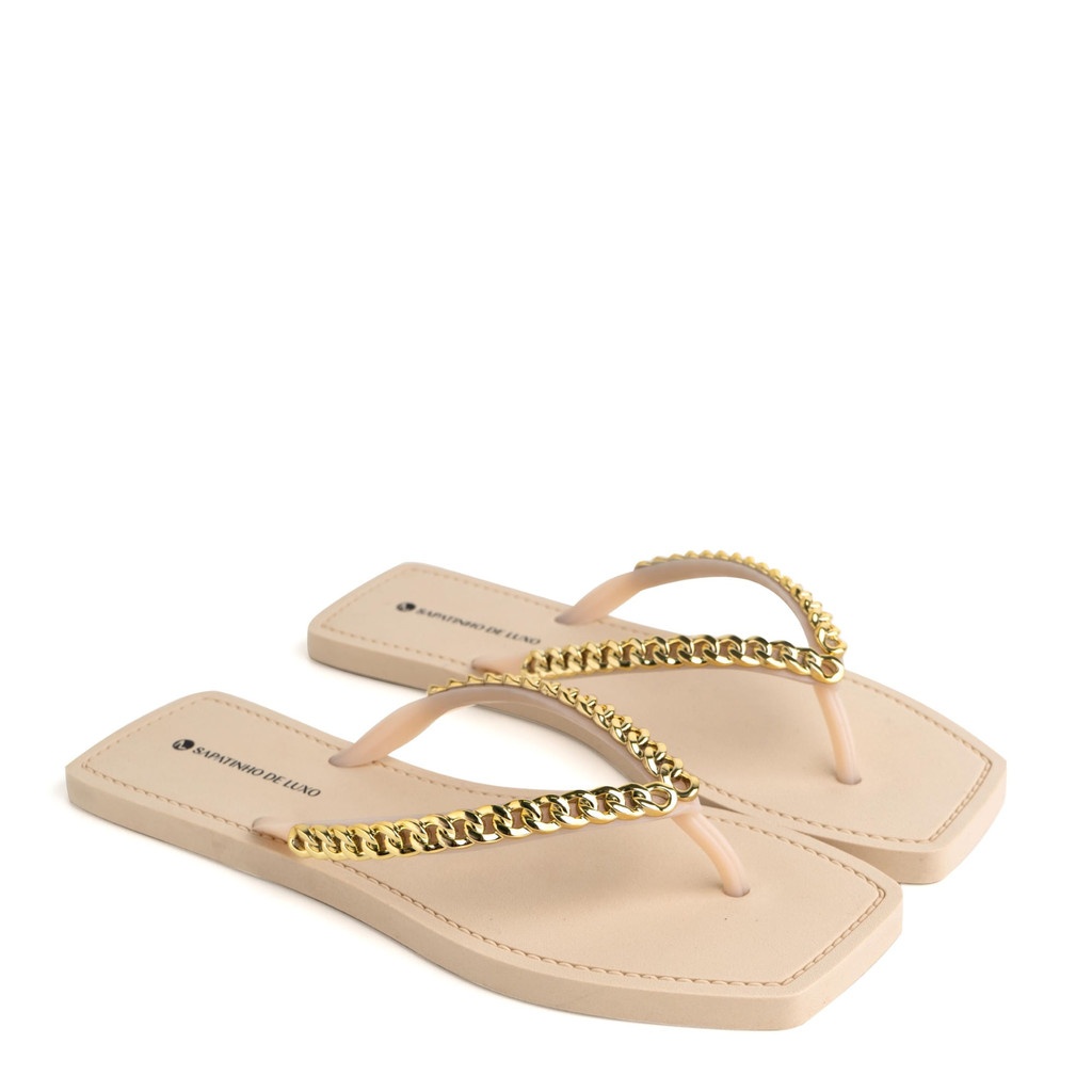 Rasteira Nude com Corrente: Conforto e Estilo!