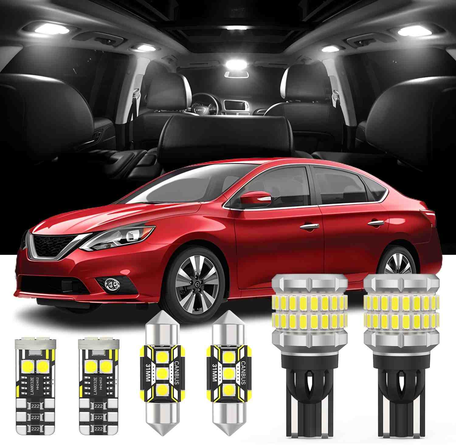 Kit LED Interior e Ré Nissan Sentra 2007-2019: Iluminação Branca e Potente