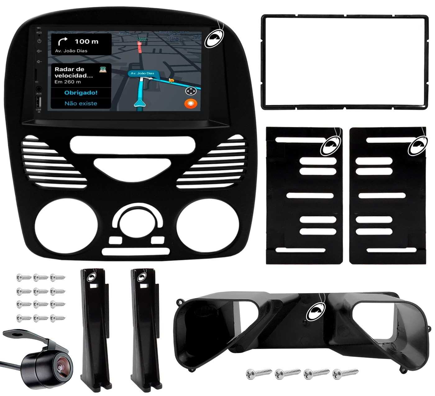 Central Multimídia H-TECH 7" Palio Siena Strada G2 (01-07) com Ar + Câmera de Ré - Cinza
