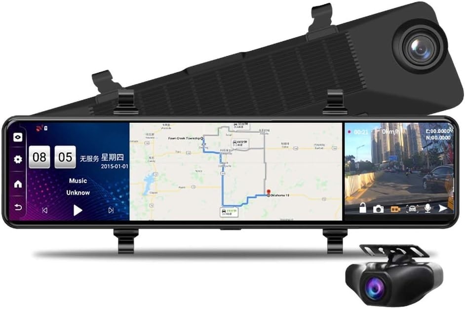 Dash Cam 12" 4G WiFi Touch Screen: Navegação GPS, DVR Android 8.1 e Câmera de Ré Inteligente