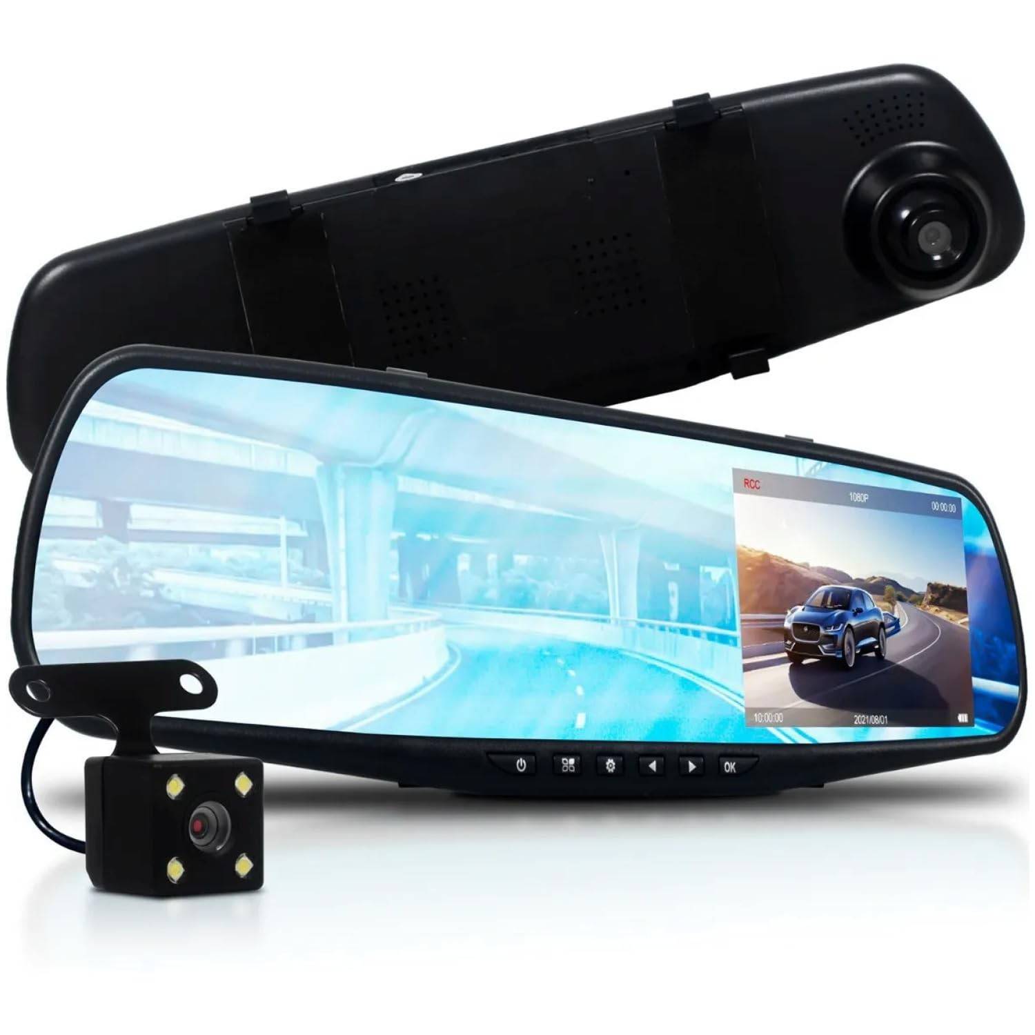 Kit Retrovisor com Câmera de Ré Colorida 4" - Estacione com Segurança e Facilidade