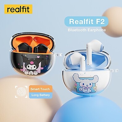 Realfit F2: Fones Bluetooth 5.3 com Som Imersivo