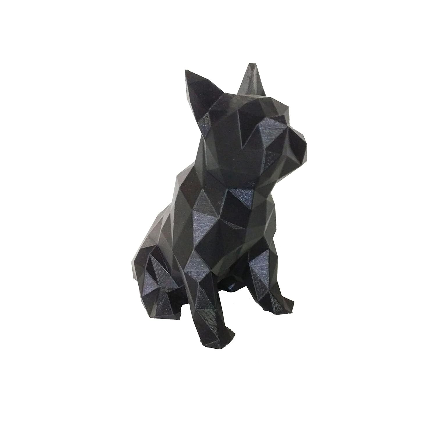 Bulldog Francês Sentado Decorativo 3D - 10cm, Design Realista em Preto