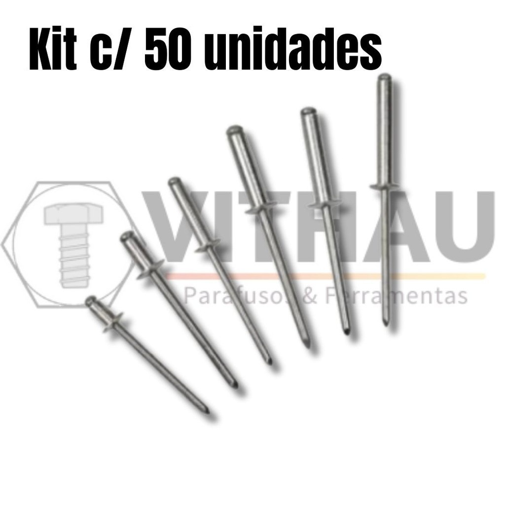 Rebite Pop Alumínio: Kit 50 Peças Fixação Forte!