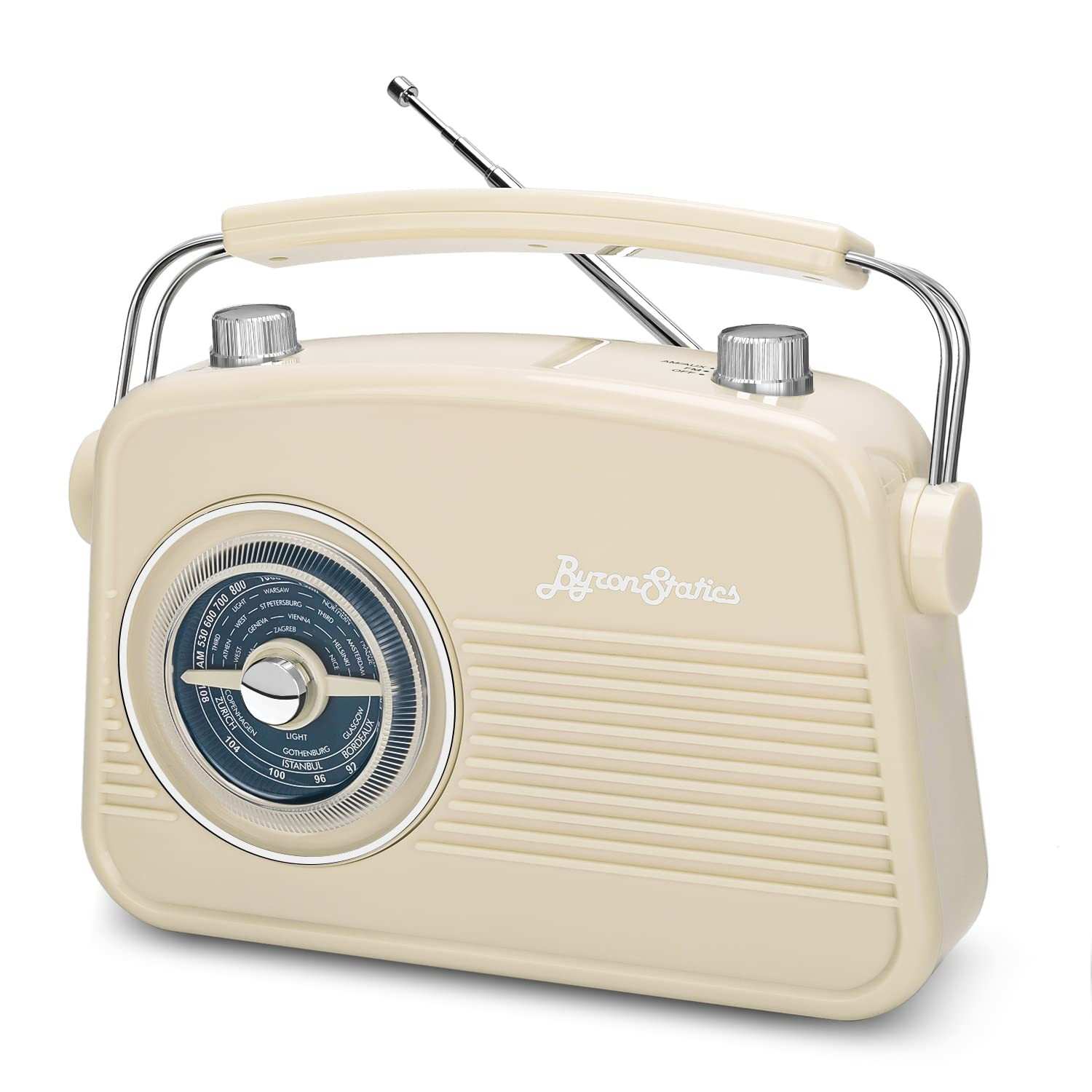 Rádio Portátil Byron Statics: Estilo Vintage AM/FM com Som Claro e Recepção Impecável
