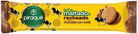 Biscoito Leite Maltado Recheio Chocolate com Avelã Piraquê Pacote 85g
