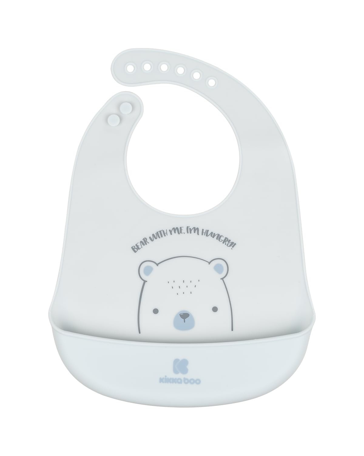 Babador de Silicone Bear With Me Azul - Kikka Boo | Proteção e Estilo para Refeições do Bebê