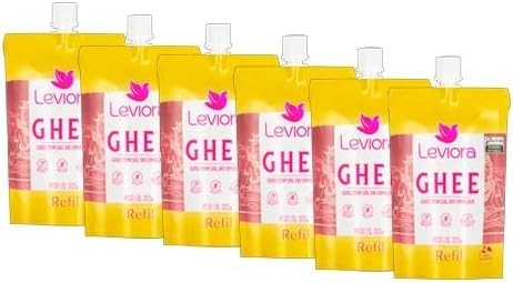Kit 6X: Manteiga Ghee com Sal do Himalaia Sem Lactose Refil Leviora 300g
