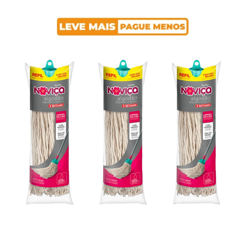 Refil Mop Algodão Noviça: Limpeza Impecável!