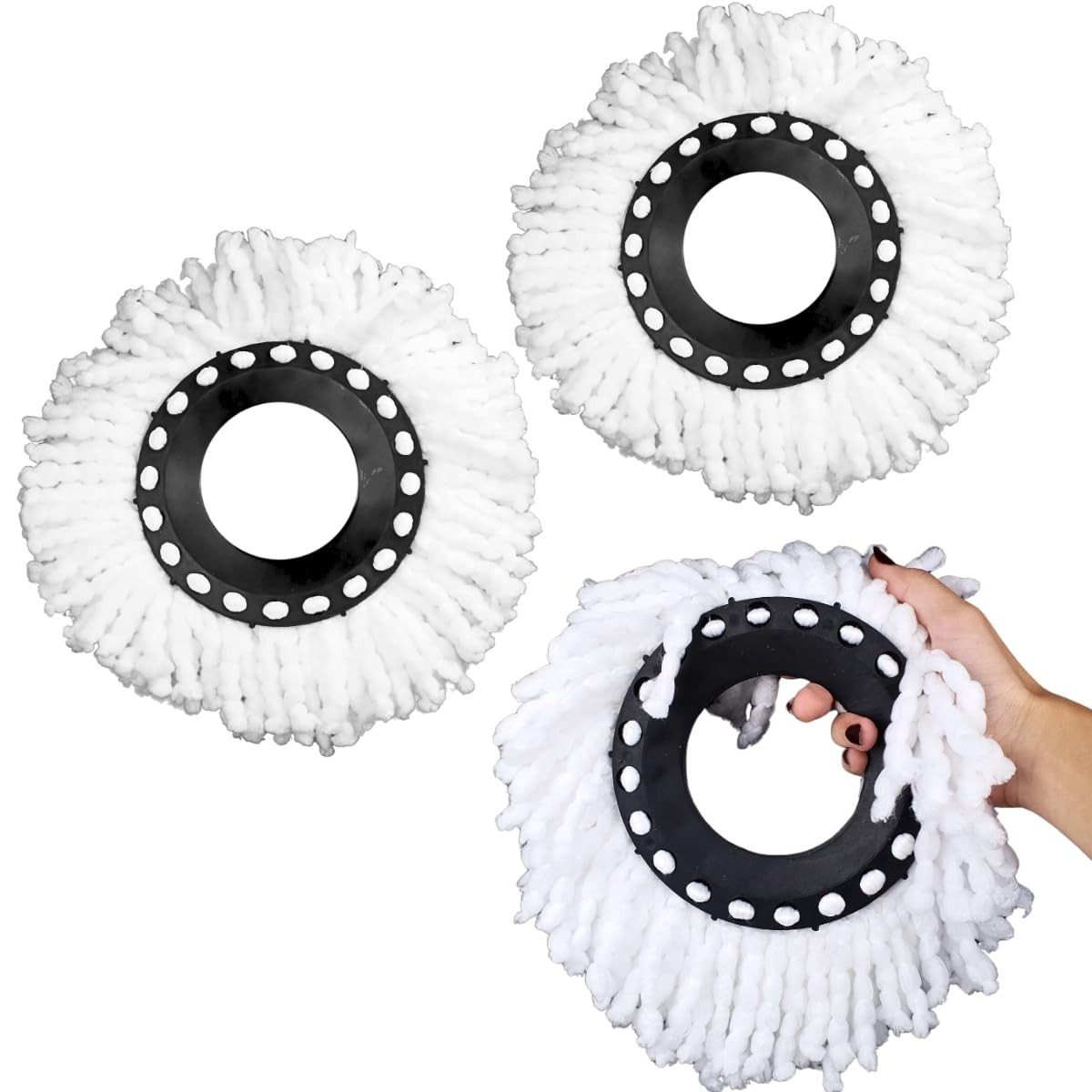 Refil Mop Giratório Universal - Kit com 3 Unidades - Limpeza Eficiente e Durável
