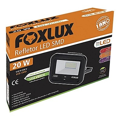 Refletor LED 20W Bivolt Verde Foxlux: Iluminação Eficiente e Estilosa