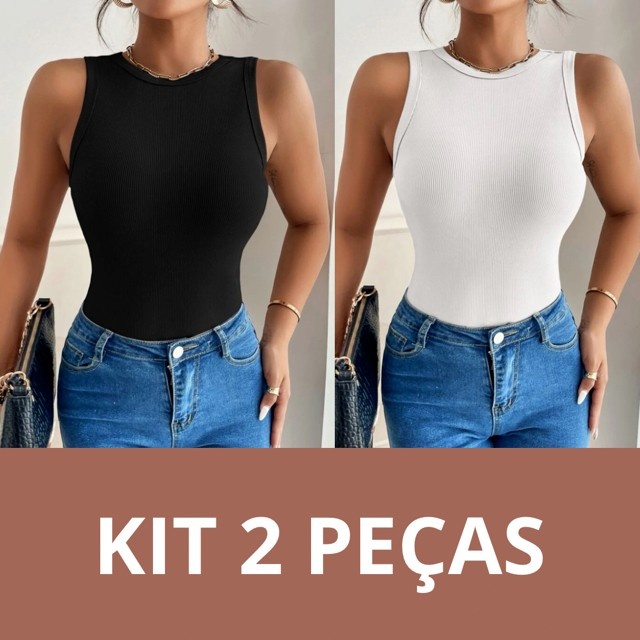 Regata Canelada Feminina: Kit 2 Peças Essenciais