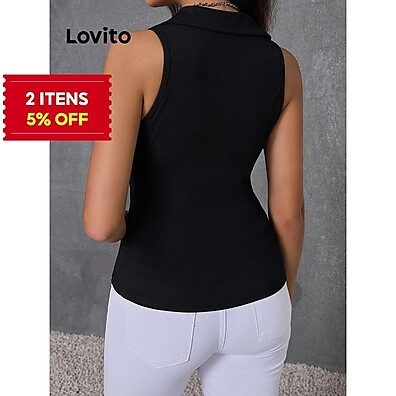 Regata Feminina Lovito: Estilo Casual com Zíper
