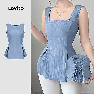 Regata Plissada Lovito: Estilo Casual para o Verão